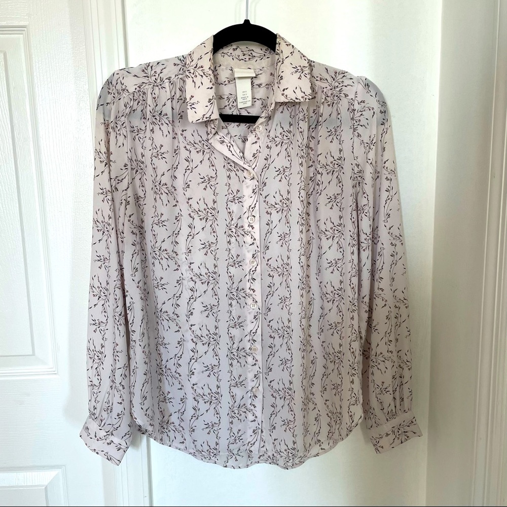 HM WOMENS LONG SLEEVE FLORAL BLOUSE